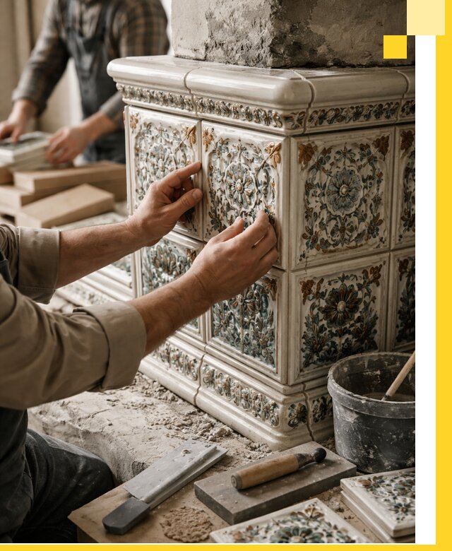 Изразцовые камины под ключ в Димитровграде: проект и монтаж