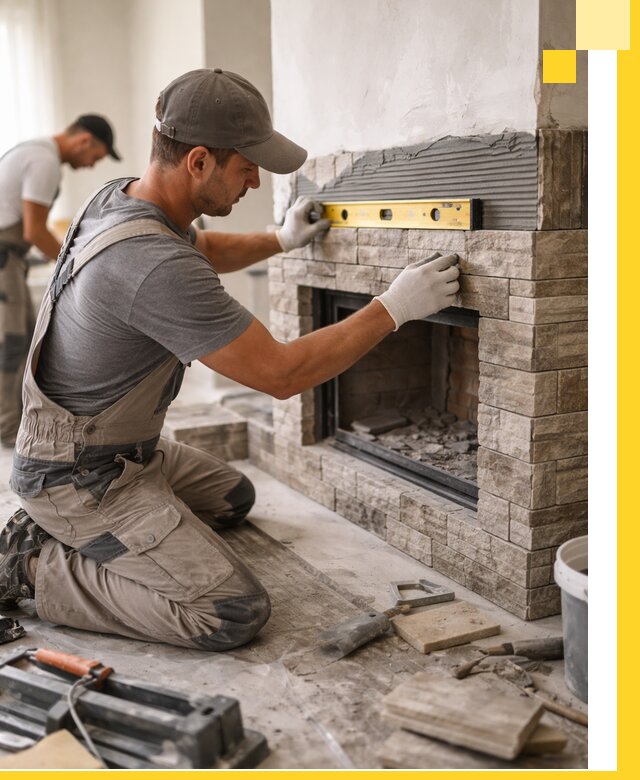 Облицовка каминов в Димитровграде, монтаж и отделка натуральным камнем