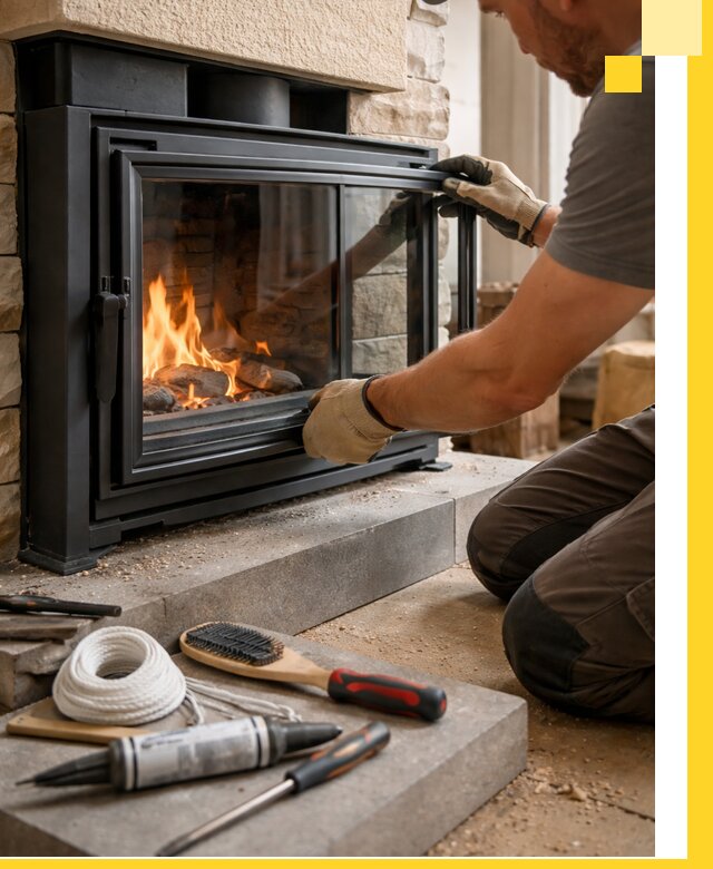 Производство, монтаж и доставка каминов со стеклом в Димитровграде