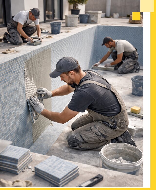 Облицовка бассейнов в Димитровграде плитка мозаика гидроизоляция