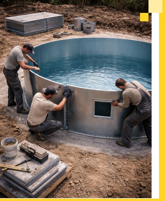 Круглые бассейны под ключ в Димитровграде проектирование и монтаж