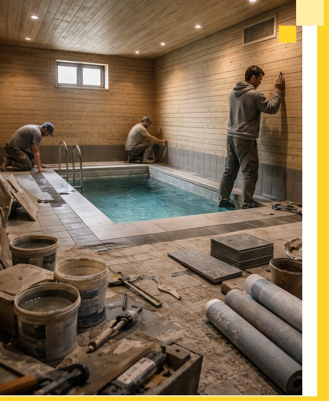 Строительство бани с бассейном и сауной под ключ в Димитровграде