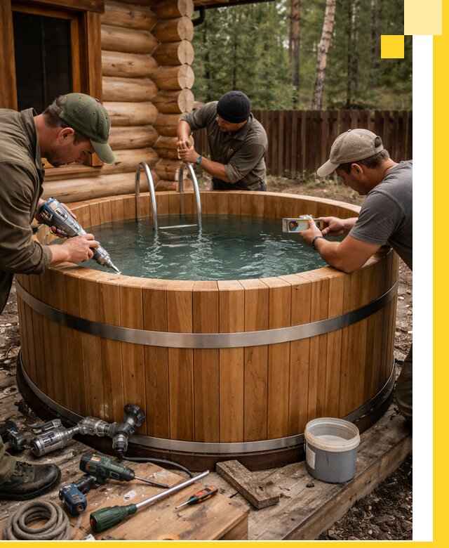 Строительство бань с купелью под ключ и отделкой в Димитровграде