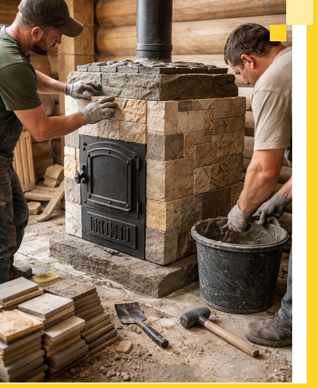 Облицовка банной печи под ключ в Димитровграде: камень и плитка