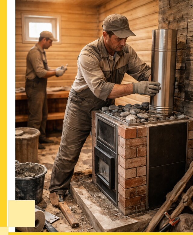 Монтаж печи в бане под ключ в Димитровграде от 20606 р. | ЭриданДмт