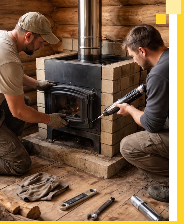 Монтаж и установка печи в бане под ключ с гарантией в Димитровграде