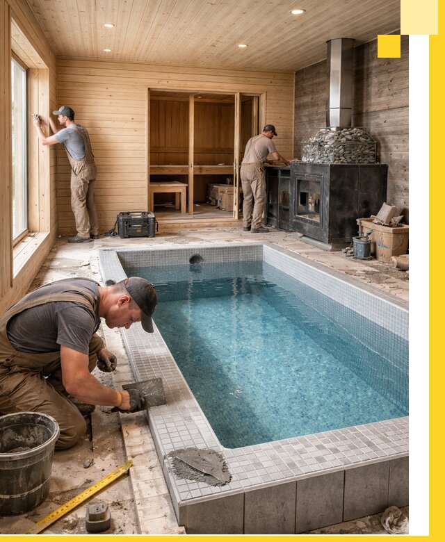 Проект бани с бассейном и сауной в Димитровграде под ключ