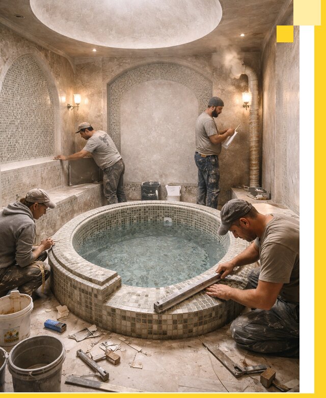 Профессиональное строительство хамама с бассейном в Димитровграде под ключ